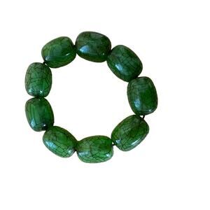 Big Green Bead Stretch Bracelet